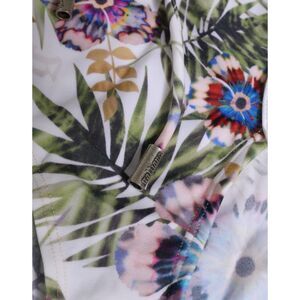 John Galliano White Floral Print Strapless One-Piece Swimsuit Women's Swimwear